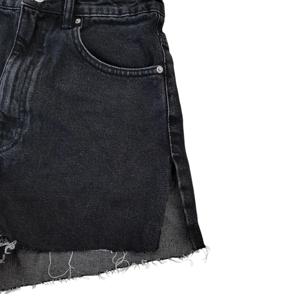 Zara Black Jean Shorts High-Waisted Distressed - Picture 2 of 9